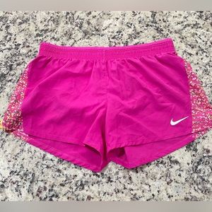 Women’s Nike run Shorts size Large pink with colorful sides
